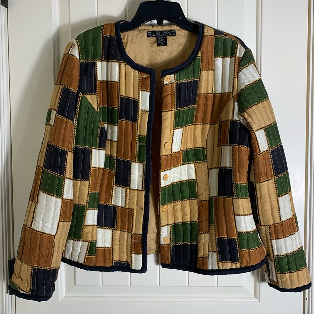 SilkLand Women's Patchwork Jacket 100% Silk Size XL